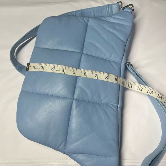 STYLISM Denmark Sheepskin Oversized Puffy Quilted Light Blue Crossbody Bag NWOT - Picture 11 of 11